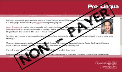 non-payer Pro-Lingua and Andrey Tchourakov